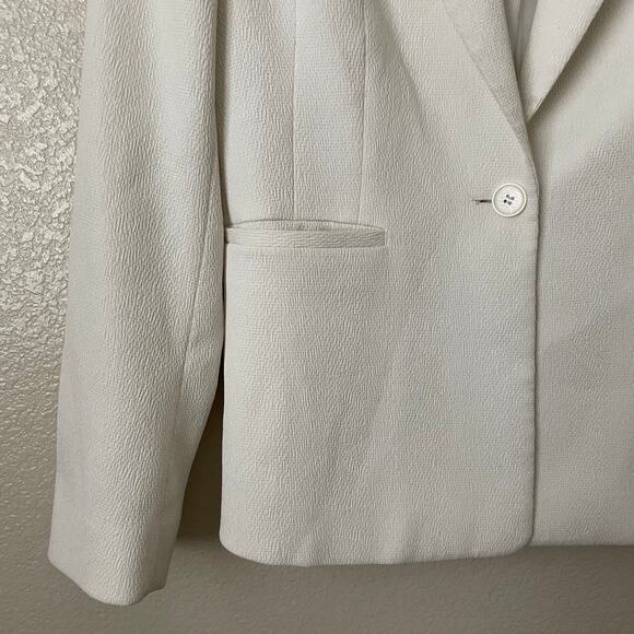 Reiss Blazer Womens Size 10 Cream Textured Knit Quiet Luxury Minimaist Preppy - Picture 5 of 15